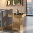 Carlox Black Glass and Gold Finish Square Side Table