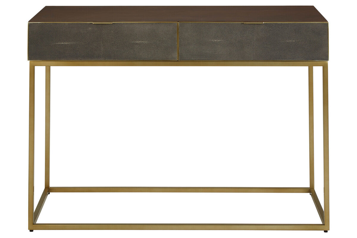 Kempton Grey Shagreen Effect and Walnut Veneer Console Table