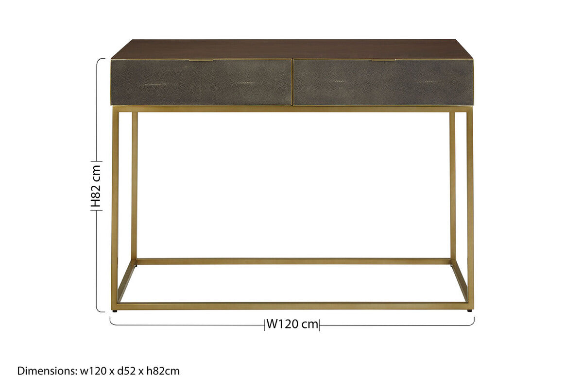 Kempton Grey Shagreen Effect and Walnut Veneer Console Table