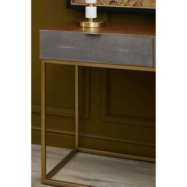 Kempton Grey Shagreen Effect and Walnut Veneer Console Table