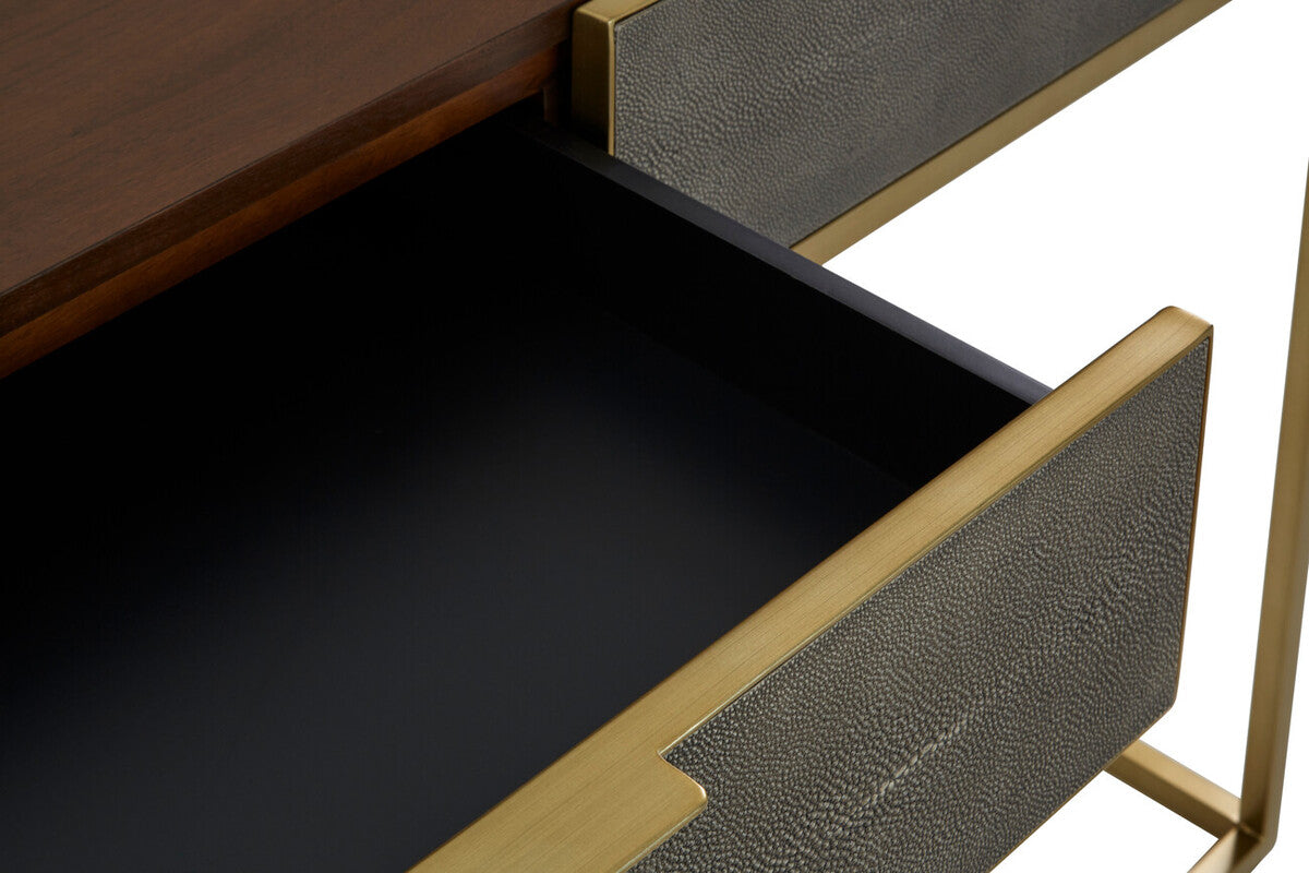 Kempton Grey Shagreen Effect and Walnut Veneer Console Table