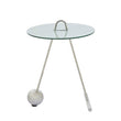Oria White Marble Effect Glass and Silver Finish Side Table
