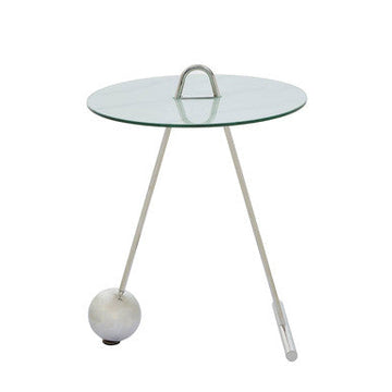 Oria White Marble Effect Glass and Silver Finish Side Table