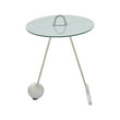 Oria White Marble Effect Glass and Silver Finish Side Table