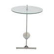 Oria White Marble Effect Glass and Silver Finish Side Table