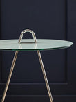 Oria White Marble Effect Glass and Silver Finish Side Table