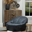 Hoxton Antique Black Leather Cocoon Chair