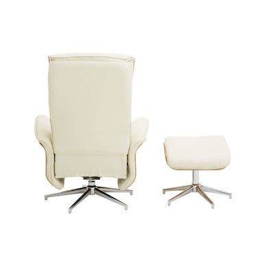 Warrington Ivory Leather Effect Recliner and Footstool Set
