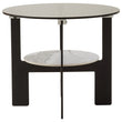 Imperia Grey Glass and White Ceramic Small Round Coffee Table