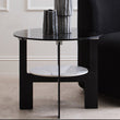 Imperia Grey Glass and White Ceramic Small Round Coffee Table