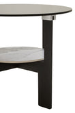 Imperia Grey Glass and White Ceramic Small Round Coffee Table