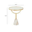 Oria White Glass Round Side Table with Marble Base