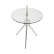 Oria Clear Glass and Silver Finish Round Side Table