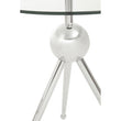Oria Clear Glass and Silver Finish Round Side Table