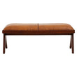 Inca Tan Leather and Teak Wood Bench