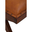 Inca Tan Leather and Teak Wood Bench