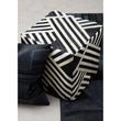 Bosie Black and White Stripe Leather Pouffe | Safira