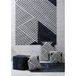 Bosie Black and White Stripe Leather Pouffe | Safira