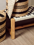 Satna Black and White Jute Woven Bench
