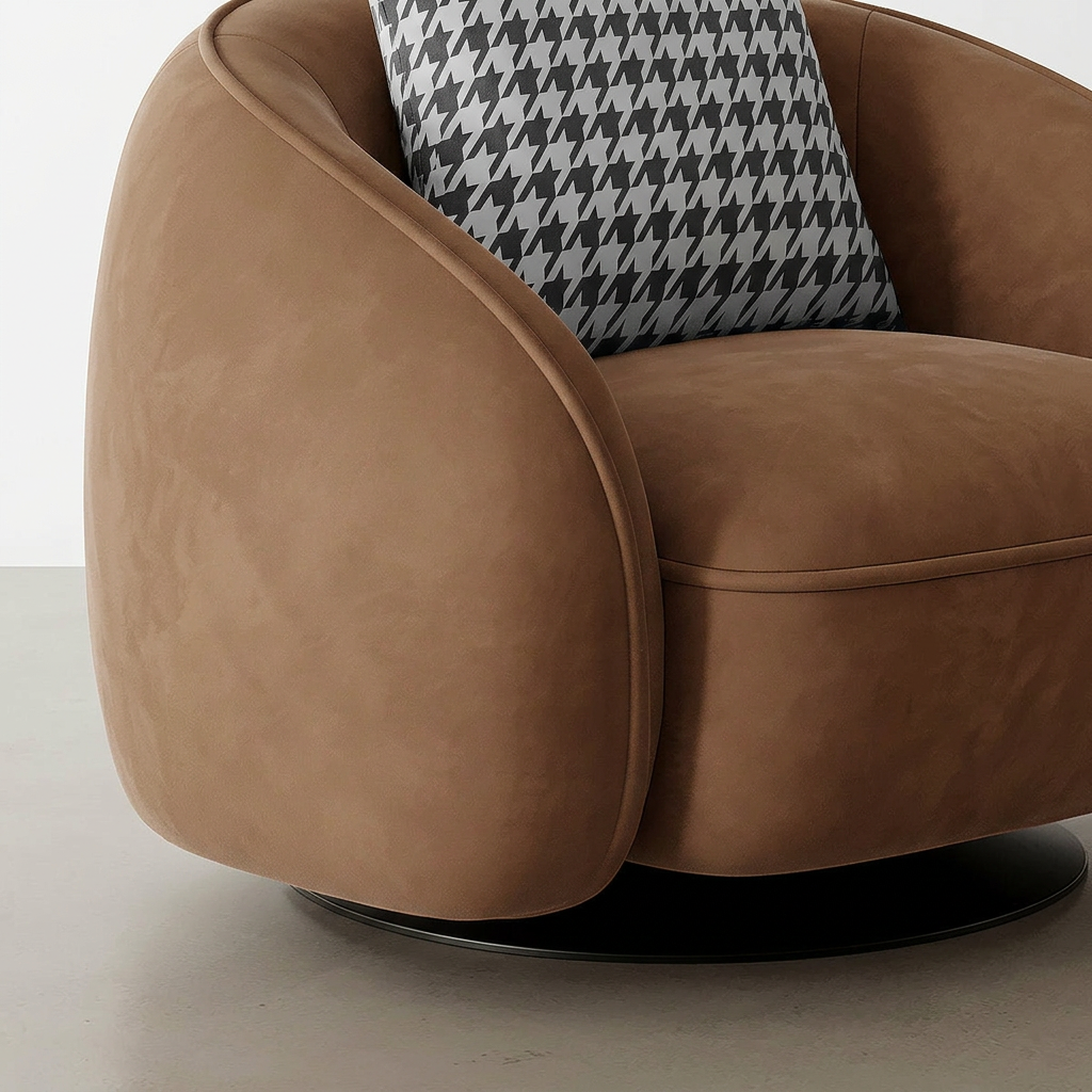 6. Abreu brown armchair curved side and swivel base detail