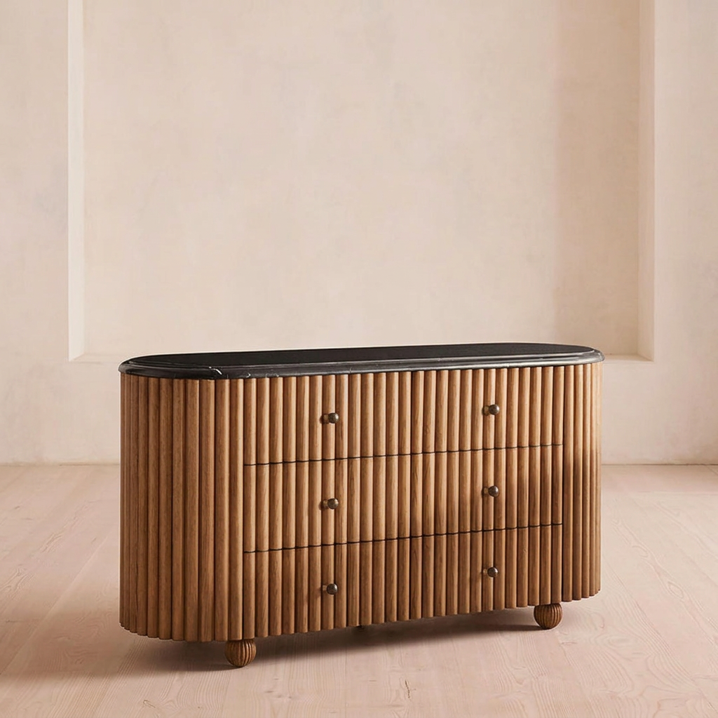 6. Ava black marble sideboard angled view