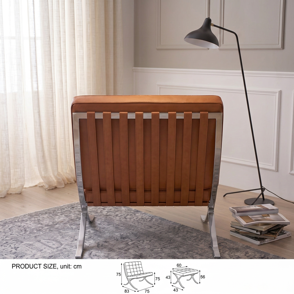 6. Barcelona brown leather chair rear view