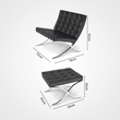 6. Barcelona original chair and ottoman dimensions diagram