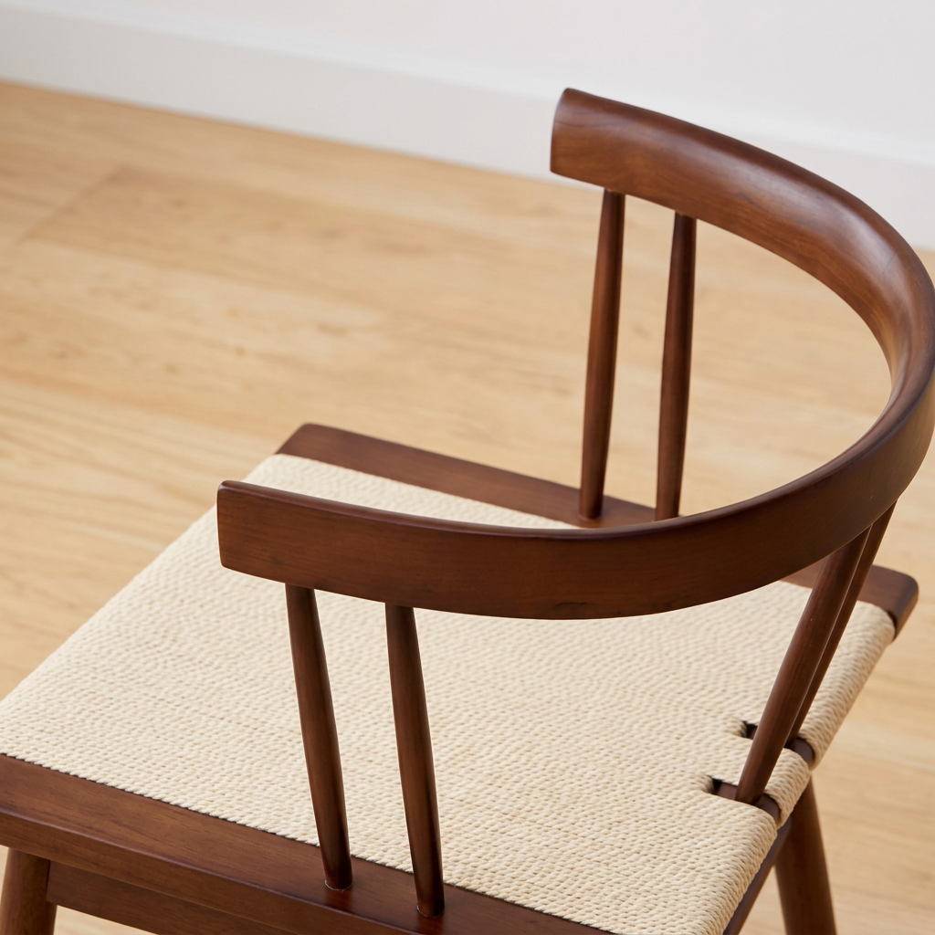 6. Eenoch brown dining chair curved backrest detail