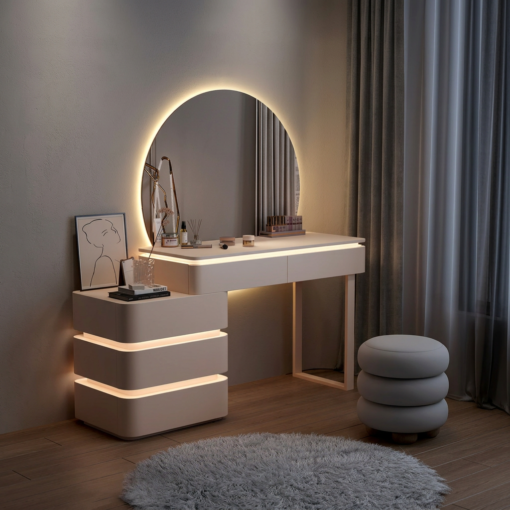6. Grant white dressing table with illuminated drawers