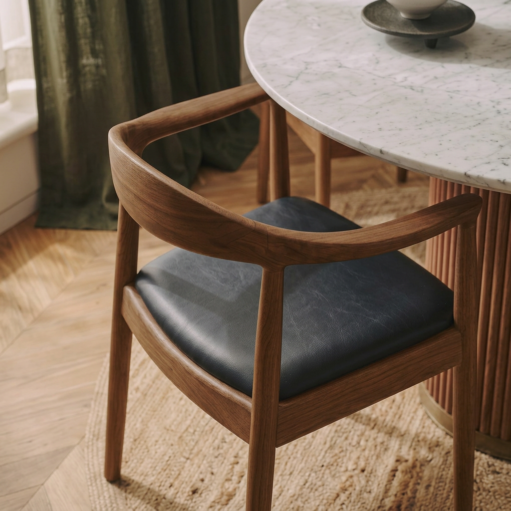 6. Kennedy dark oak curved backrest and black seat detail