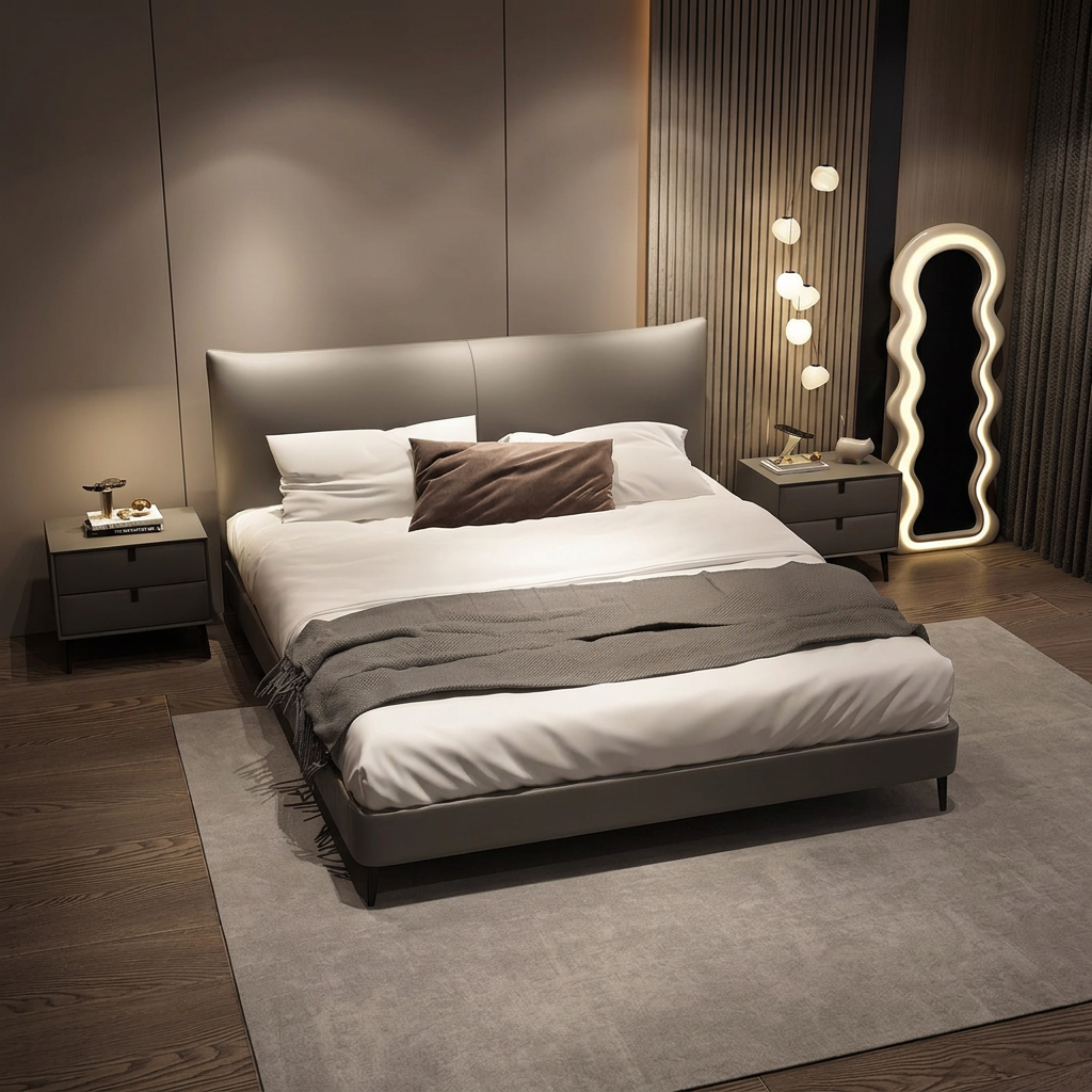 6. Viktor taupe bed viewed from above