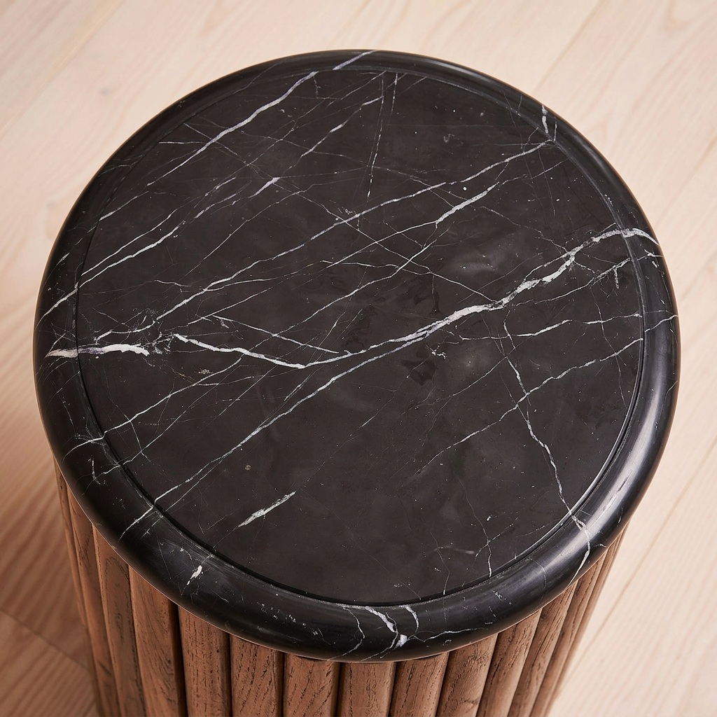 7. Ava Luxe black marble tabletop close-up