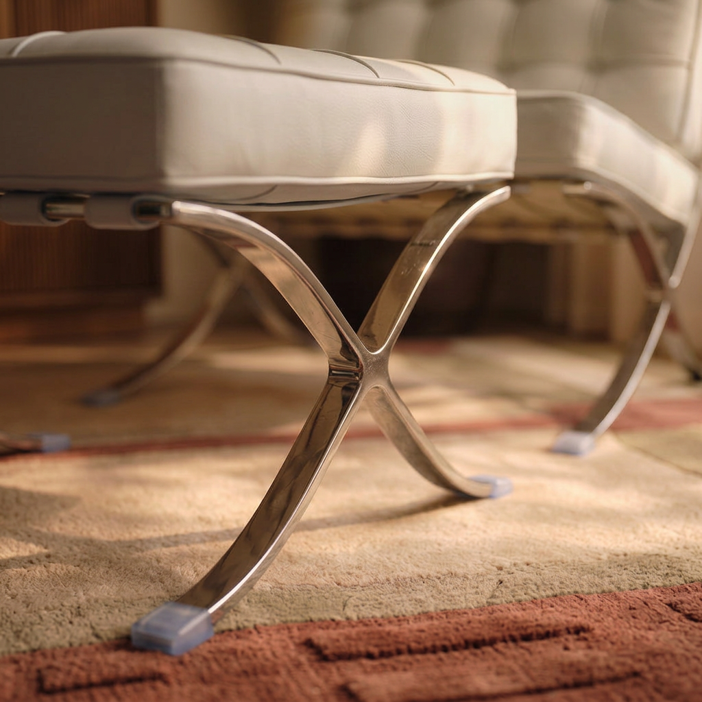 7. Barcelona white leather chair chrome frame detail