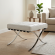 7. Barcelona white leather ottoman in a contemporary living room
