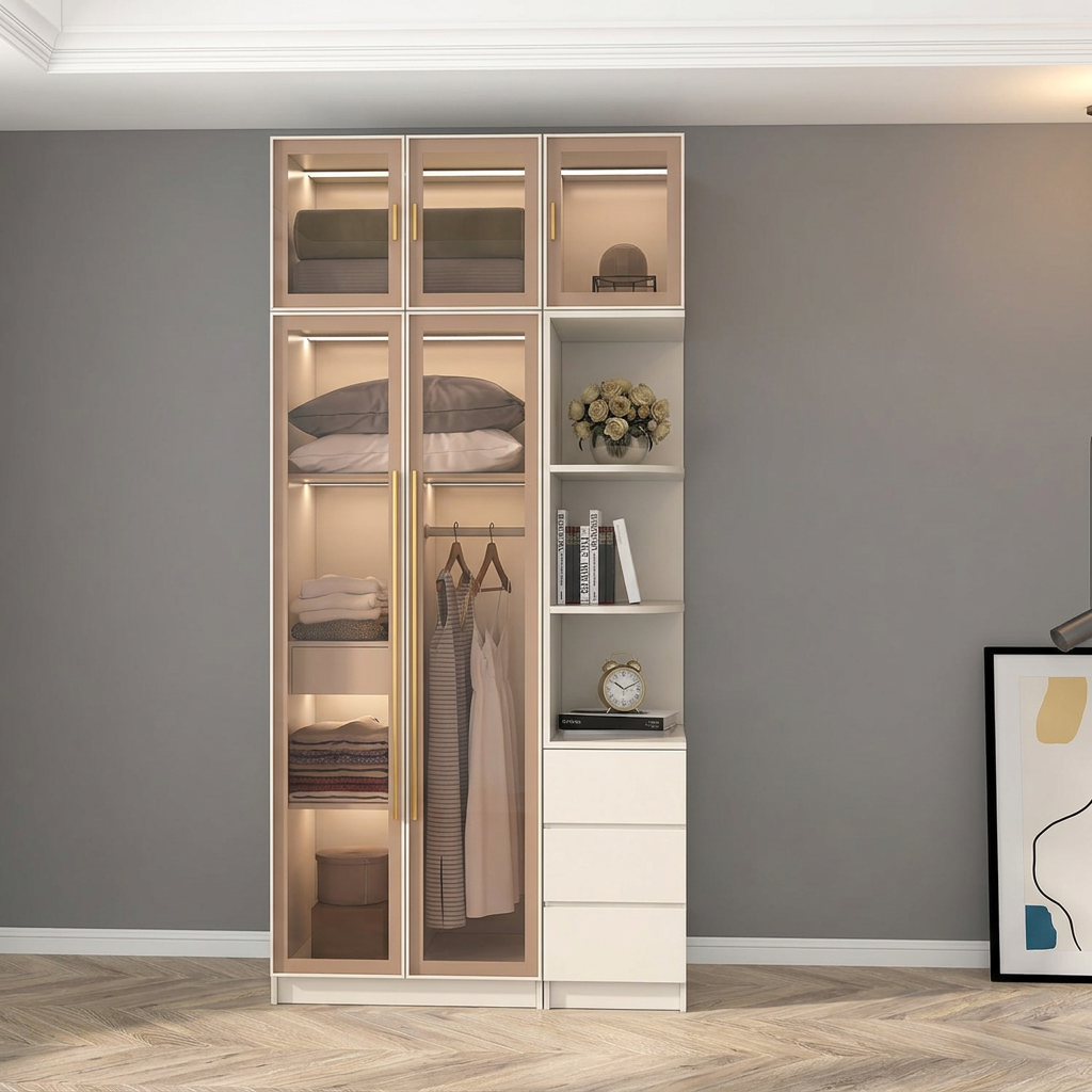 7. Varela two-door wardrobe with open shelving