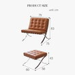 8. Barcelona brown leather chair and footstool dimensions