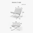 8. Barcelona white leather chair and footstool dimensions