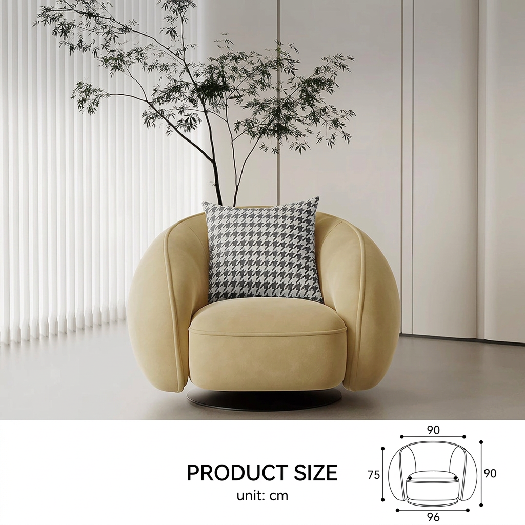 9. Abreu pale beige swivel armchair beside a tree