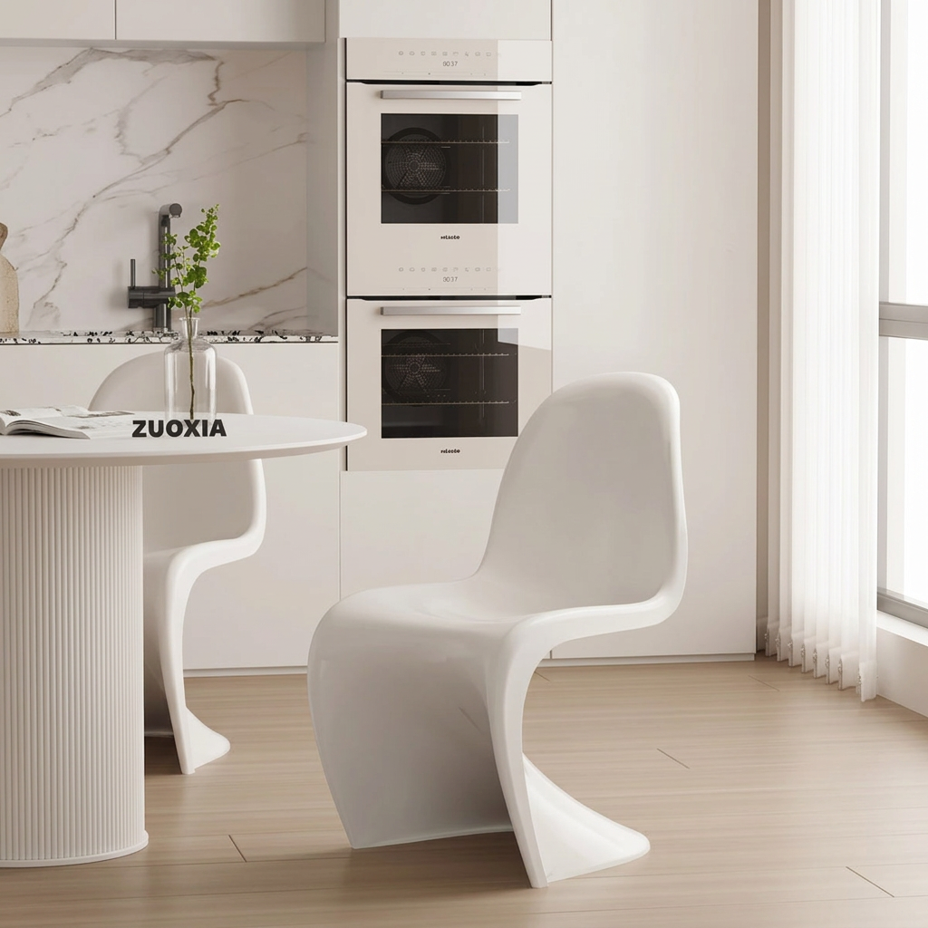 9. Aimee white dining chair in a contemporary kitchen