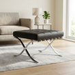 9. Barcelona black leather ottoman in a contemporary living room