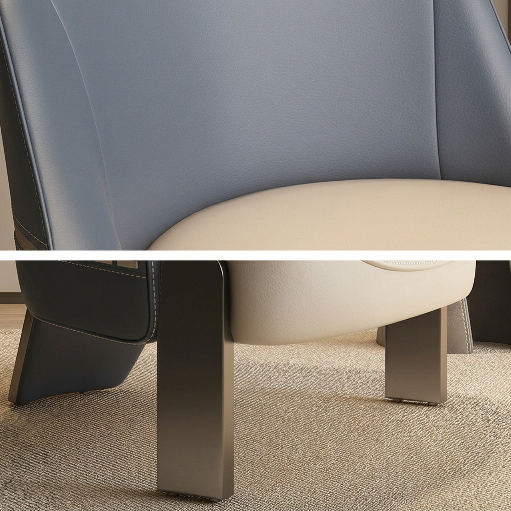 9. Pappas leather upholstery and bronze leg detail collage