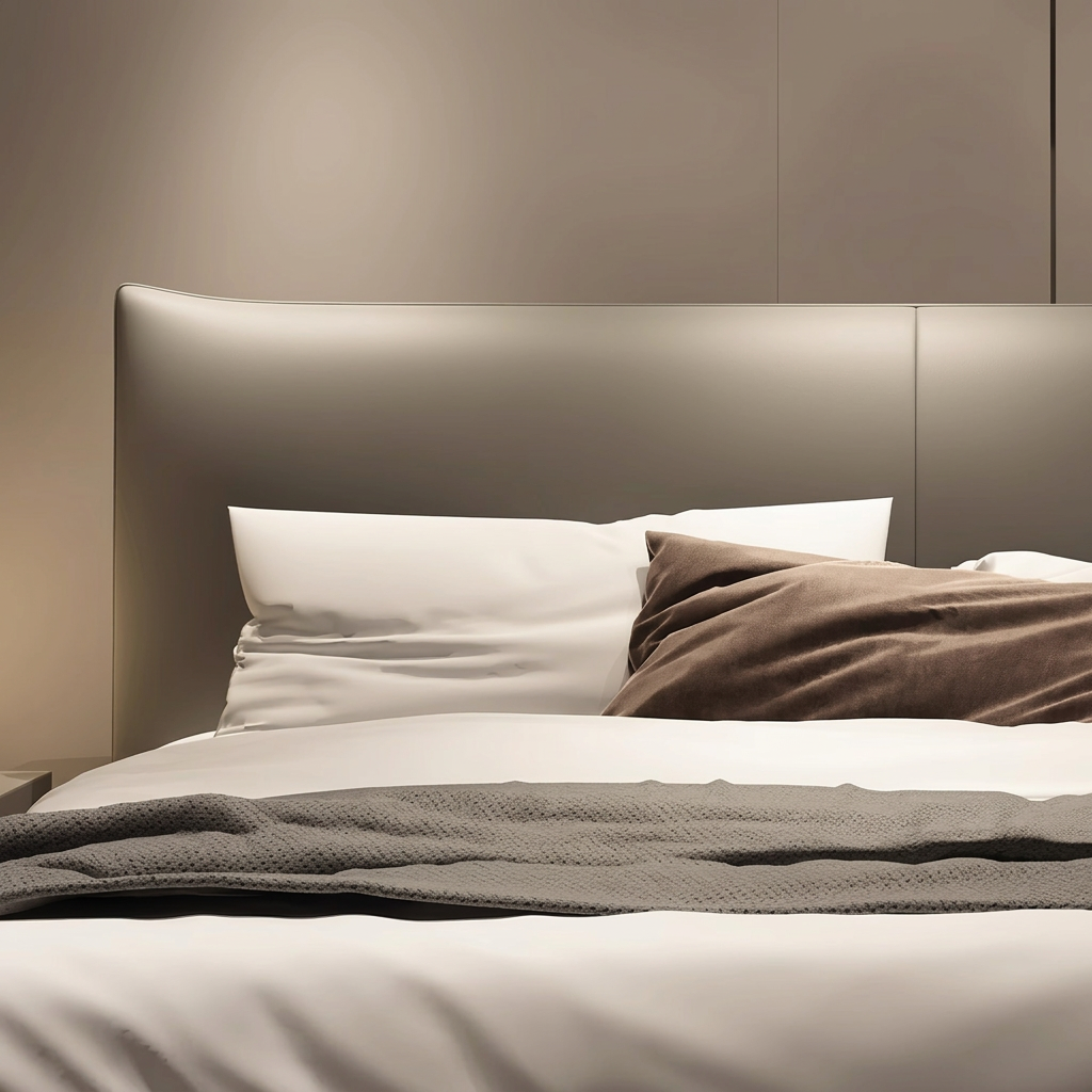 9. Viktor taupe headboard front detail