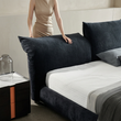 9. Zuri corduroy headboard being adjusted