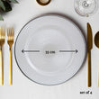Set of Four 33cm Dia Embossed White Glass Charger Plates | Ida