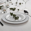Set of Four 33cm Dia Embossed White Glass Charger Plates | Ida