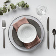 Set of Four 33cm Dia Embossed White Glass Charger Plates | Ida