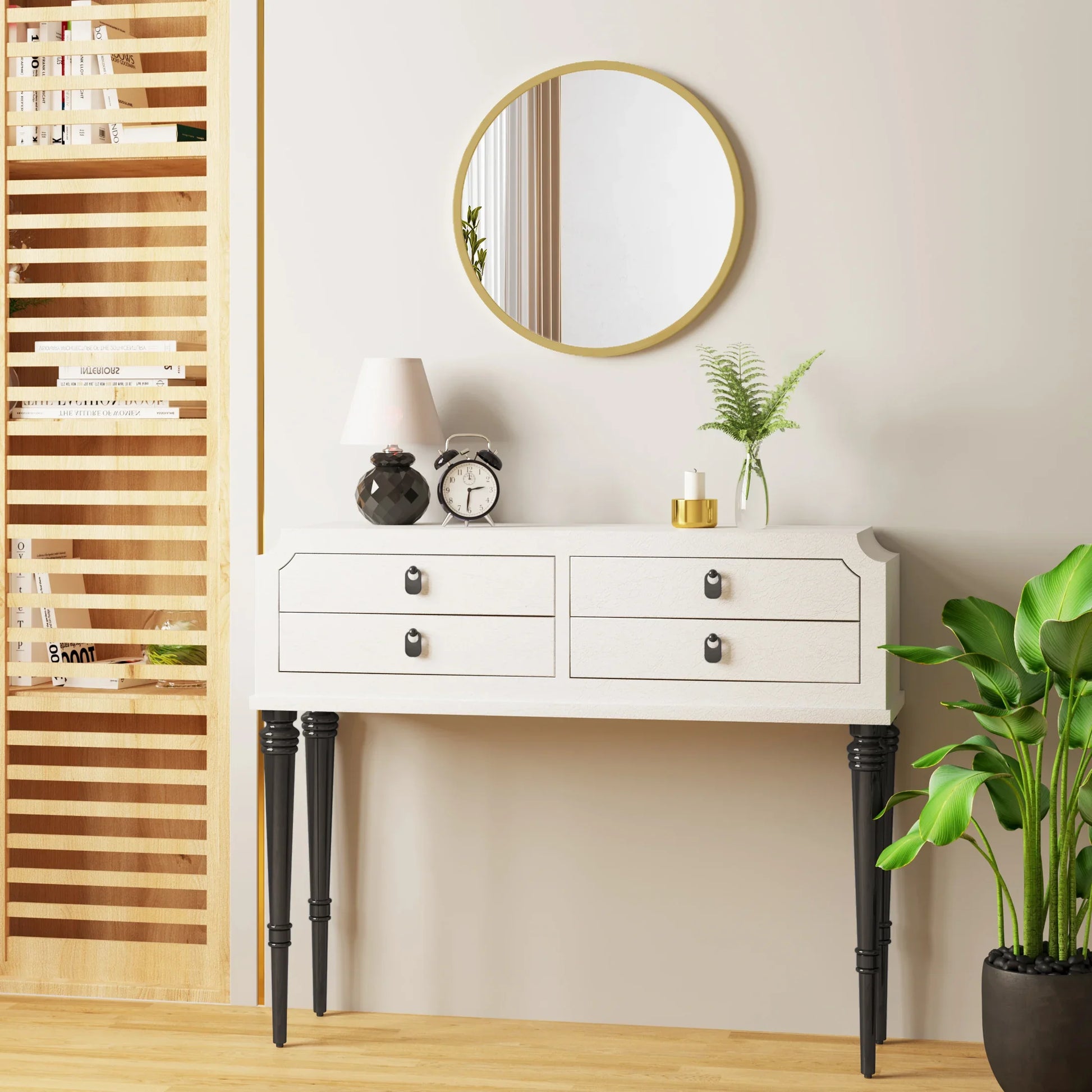 Hanging Makeup Mirror Modern Round Mirror with Gold Metal Frame for Bedroom Bathroom Living Room Hallway Home Decoration