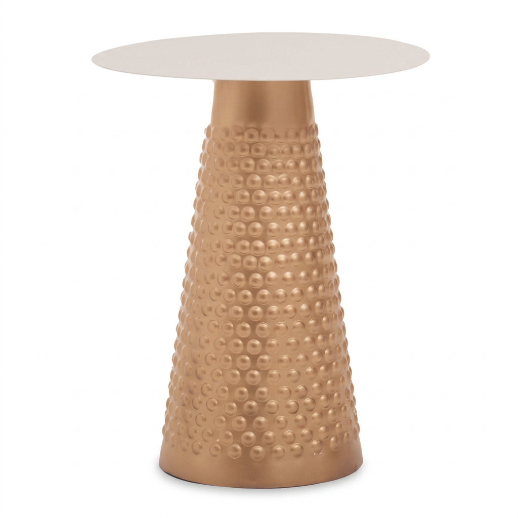 Amira White and Gold Finish Side Table