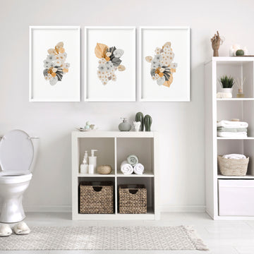Peach Shabby Chic prints for bathroom | set of 3 wall art - About Wall Art
