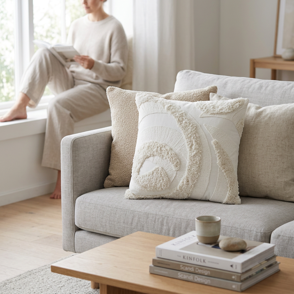 Cream Textured Cushion | Bosie Ozella